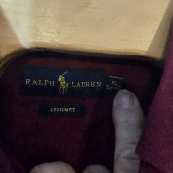 Ralph Lauren Custon Fit Heavy Cotton Button Down Shirt Size XL Men's Burgandy - Picture 5 of 5